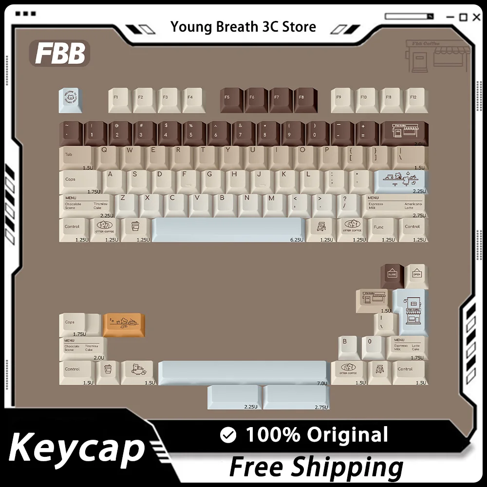 Колпачки для клавиш Fbb Pbt сублимационная выдра кофе милый и персонализированный