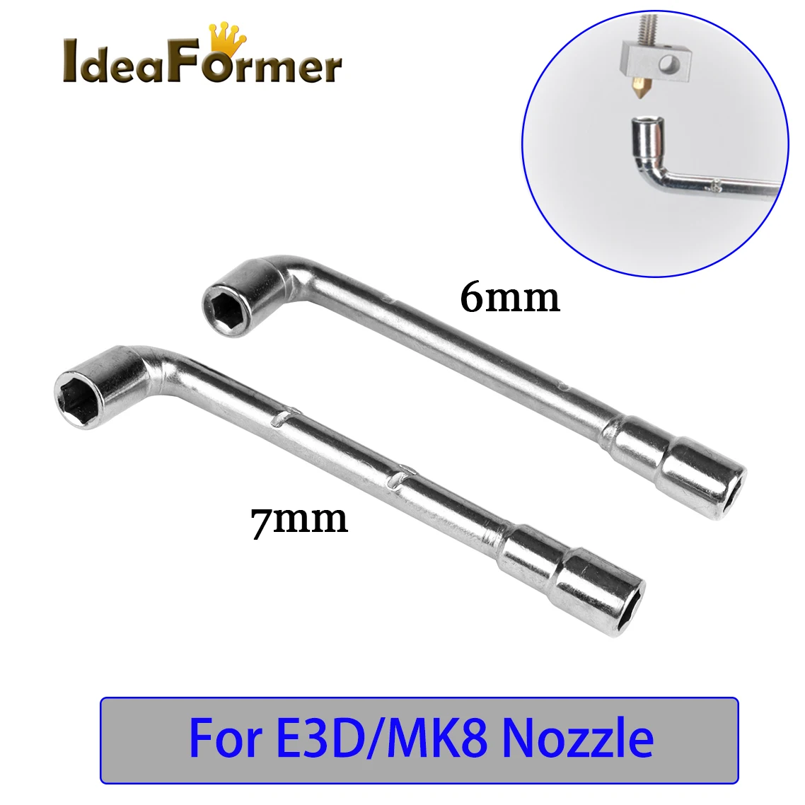 

IdeaFormer 6mm 7mm Hexagonal wrench L-shaped Screw Nut Wrench Sleeve Maintenance Tool Sleeve Wrench for Ender 3 E3D MK8 Nozzle