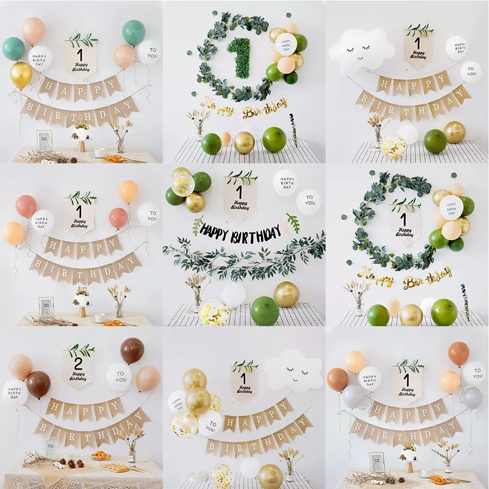 

Style First Birthday Decoration Kits Children's Birthday Balloon Party Baby Shower Backdrop Wall Scene Decoration Props