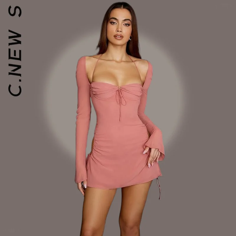 

Женское Бандажное платье с квадратным вырезом, с вырезами