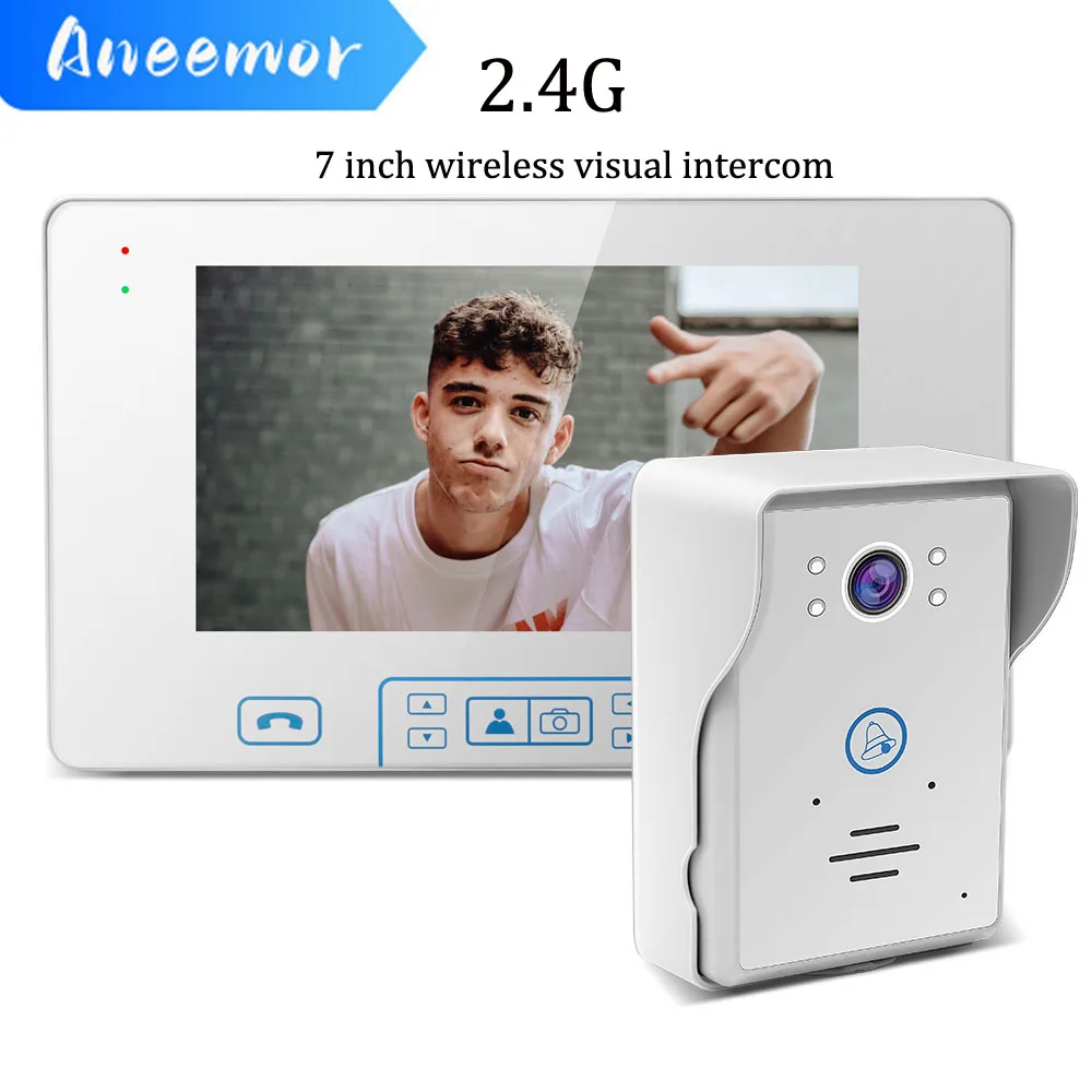 2.4GHz Wireless Video Intercom Home Security System Access Control Unlock Motion Detect Night Vision 7 Inch Visual Door Phone