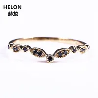 Solid 14k Yellow Gold Natural Black Certified Diamonds Wedding Band Engagement Ring Women Fine Millgrain Art Deco Vintage