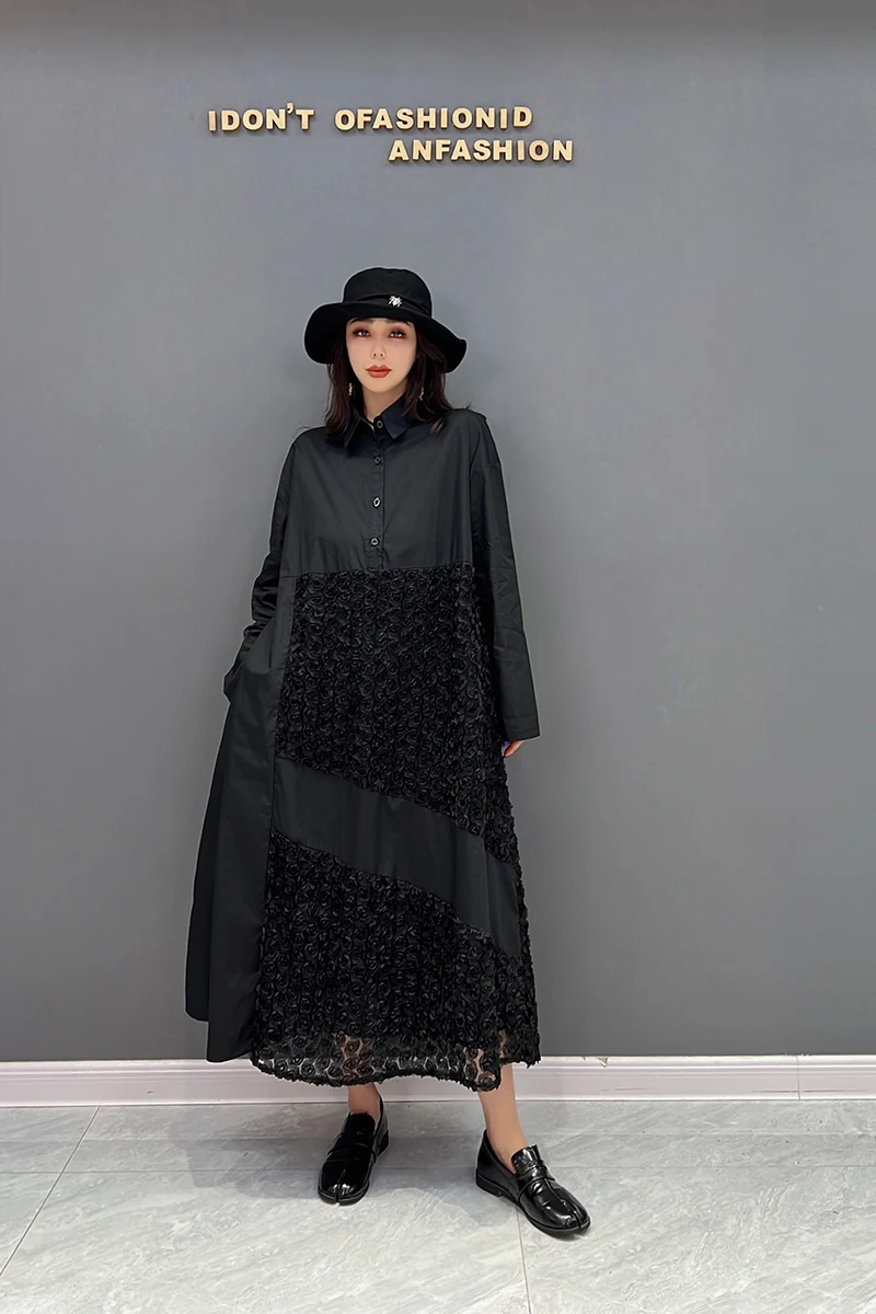 

SuperAen Autumn 2022 New Korean Fashion Dress Casual A Line Women's Dress Loose Black Shirt Dress