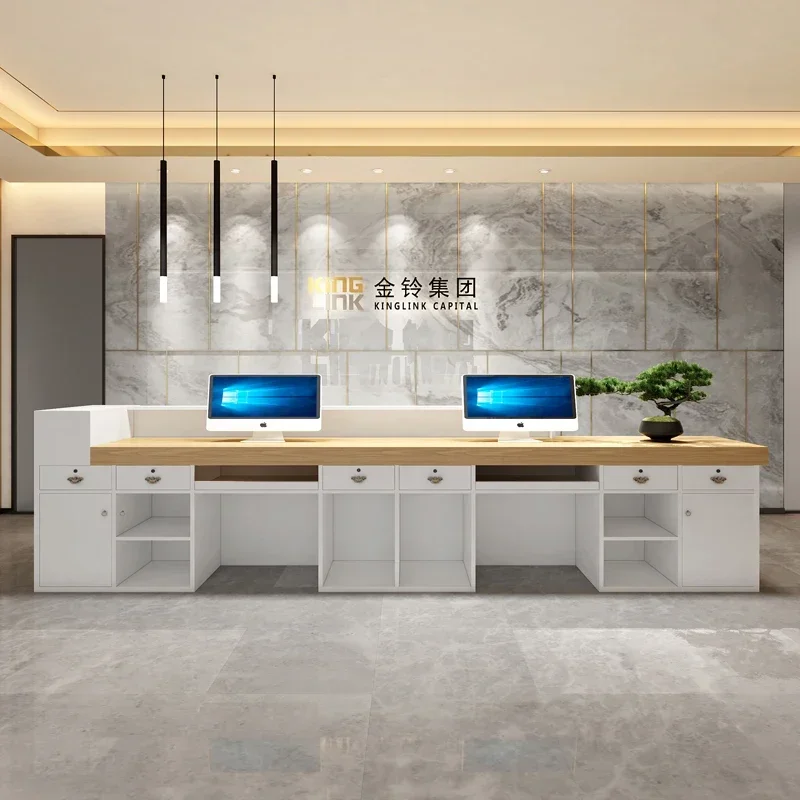 Садовая компьютерная стойка регистрации для салона роскошный белый мобильный