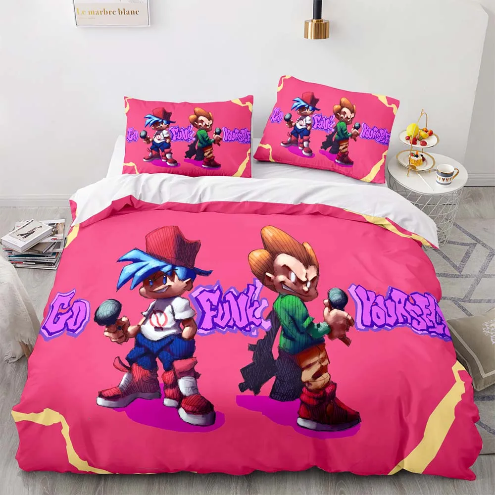 

Set Single Twin Full Queen King Size Kawaii Bed Set Aldult Kid Bedroom Duvetcover Sets 3D Print 013 Friday Night Funkin Bedding