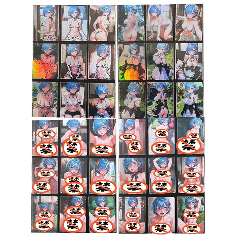 

9pcs/set Anime Life in a different world from zero Rem Sexy naked Girls Boutique Suit Toys Hobbies Hobby Game Collection Cards