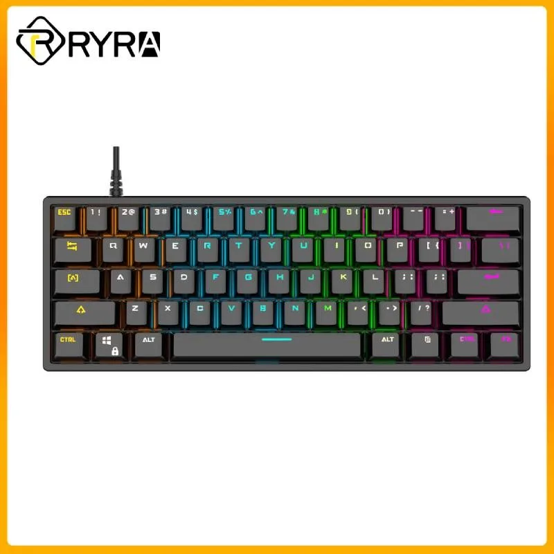 

RYRA G101 Teclado Mecânico 61-key Keyboard Axis Blue LED Backlit Mechanical Keyboard Mini Gamer Gaming Keyboard For Pc Gamer