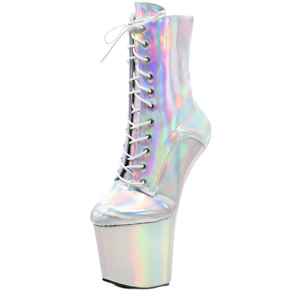 20CM Super High Heel Ankle Boots Platform Heelless No-Heel Holographic Women Shoes Custom Colors