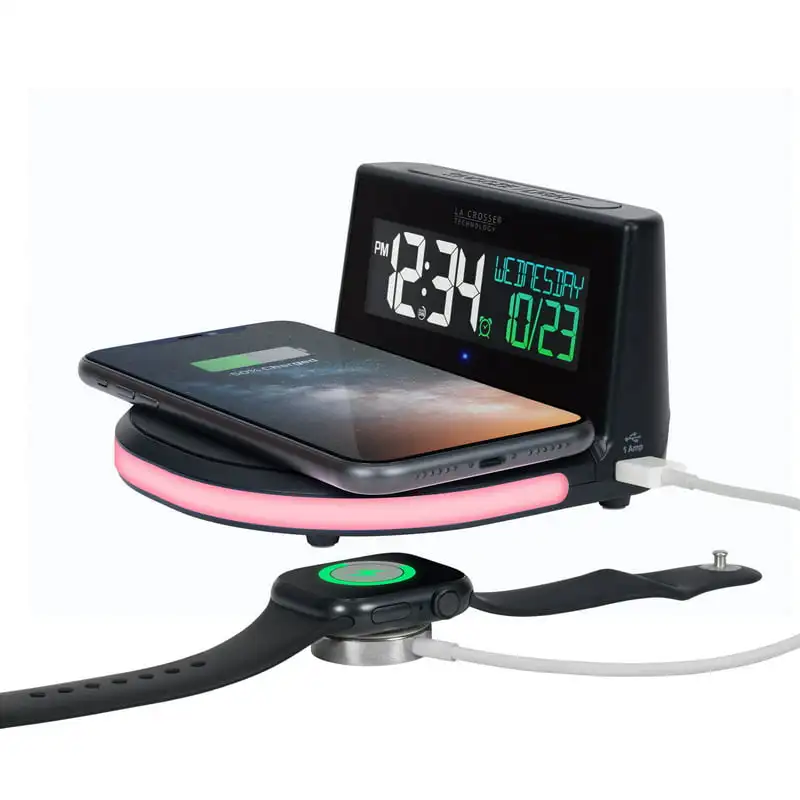 

Charging Alarm Black LCD Clock with Glowing Lighted Base, 617-148