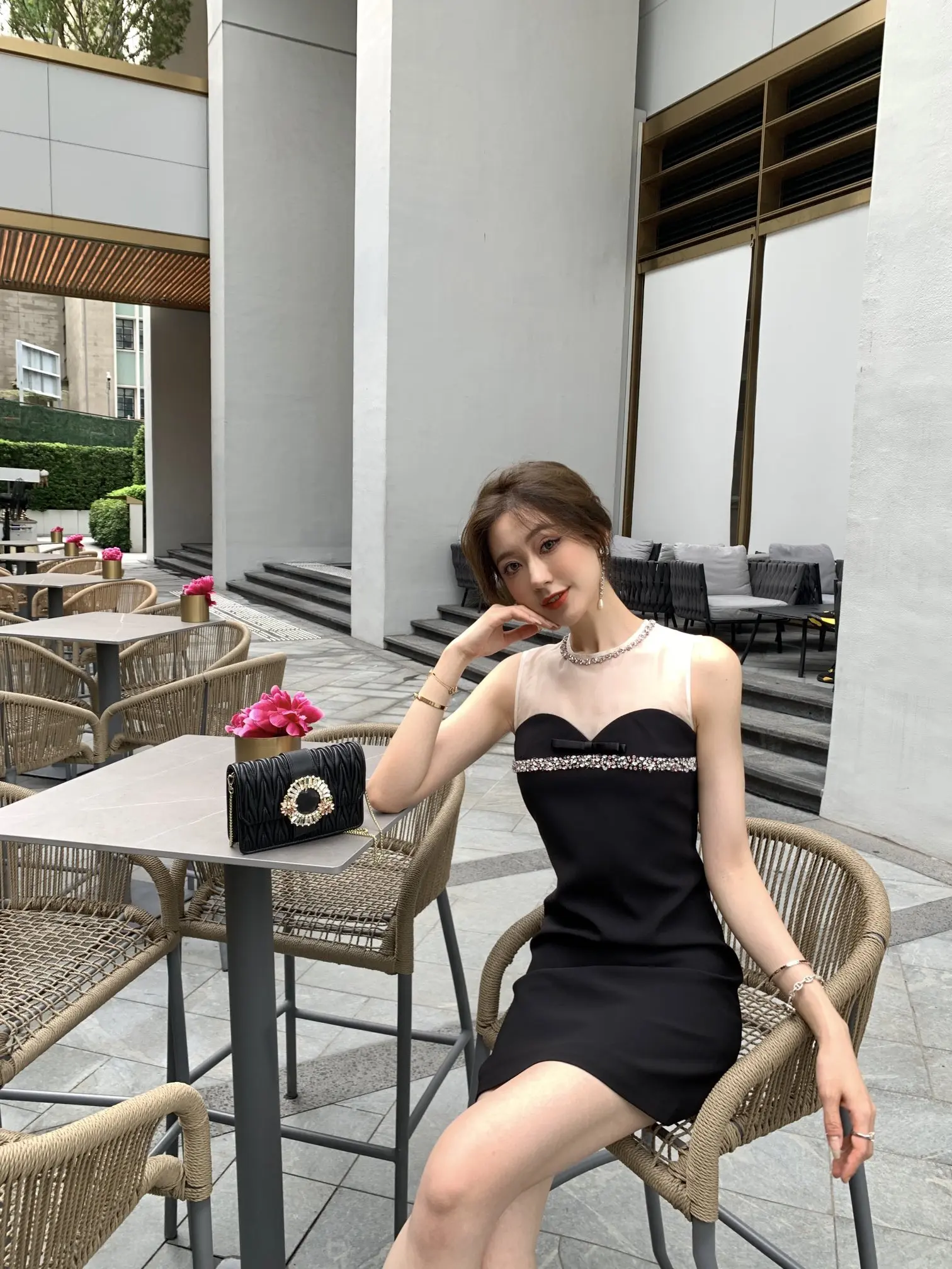 

2023 Spring/Summer Fashion New Women's Clothing Collar Diamond Sleeveless Vest Dress 0822