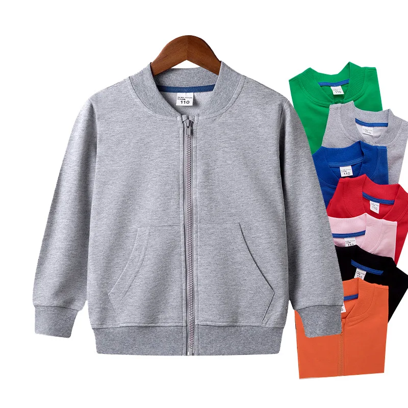 

Spring Autumn For Baby Boys Girls Jacket Kids Long Sleeve Solid Color Zipper Sweatshirt Top Childrens Casual Clothing 3-14 Years
