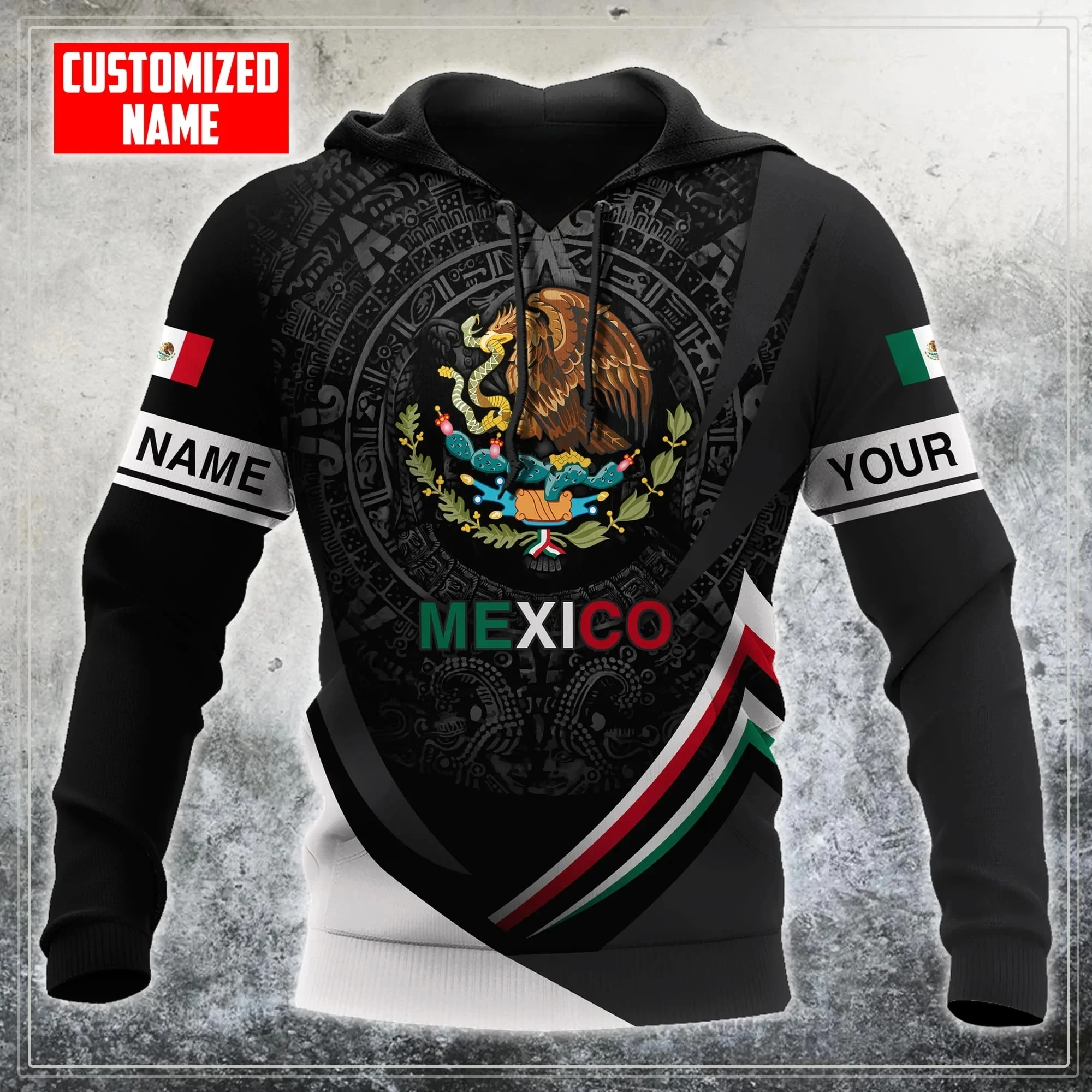 Homens Hip Hop 3D Eagle Harajuku Pullover Tops de grandes dimensões acolchoado