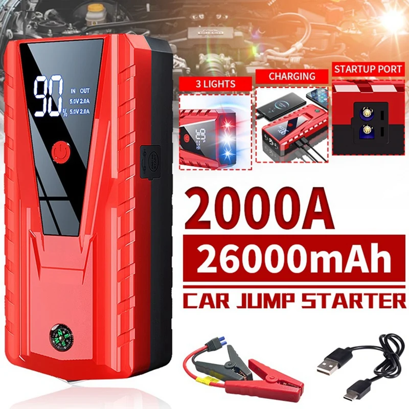 

Портативное зарядное устройство 26000 мАч А, пусковое устройство для автомобильного аккумулятора 12 В 6 л, зарядное устройство