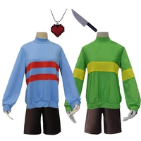 anime undertale role playing cosplay costume frisk cos japanese anime stripe tops short pants suits game animation unisex sets