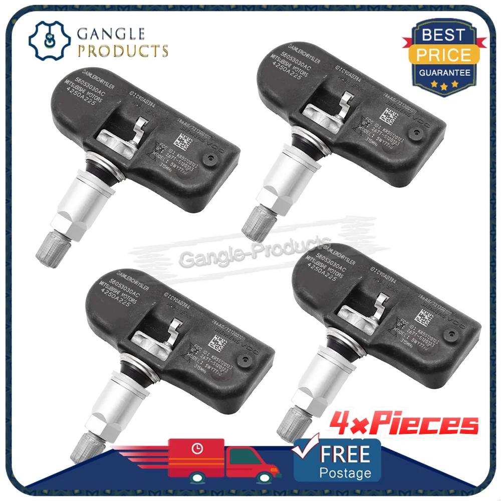 Датчик давления в шинах 56053030AC, 4 шт., TPMS для CHRYSLER Pacifica SEBRING DODGE CALIBER JEEP MITSUBISHI 2007-2010 315 МГц