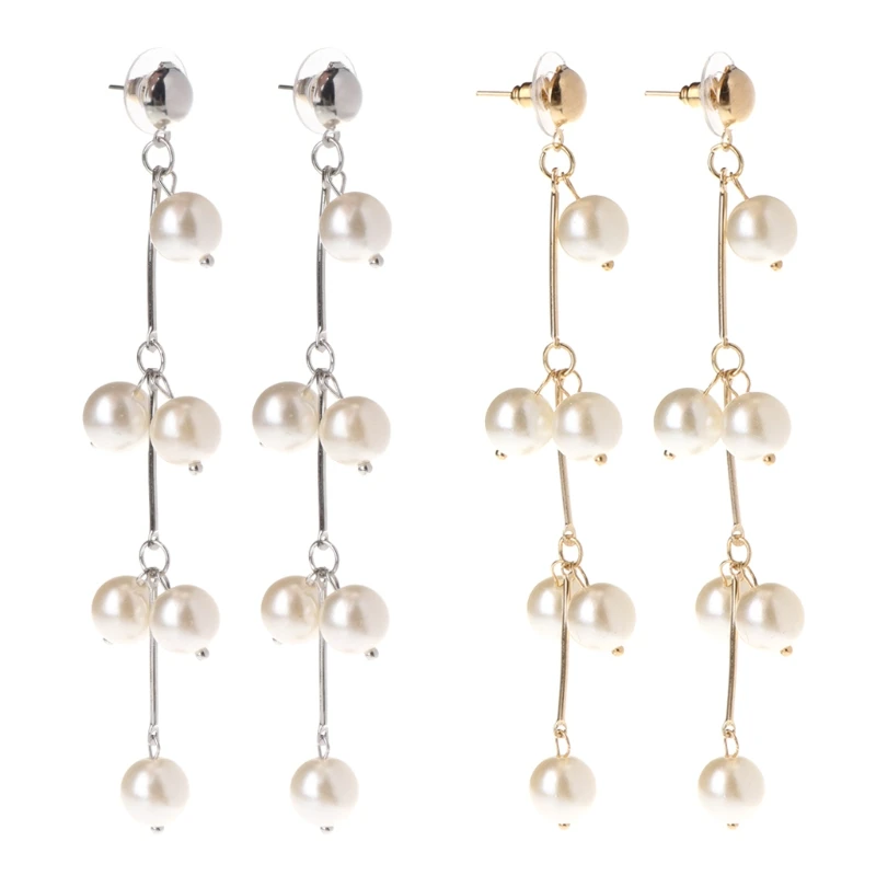 

Pearl Earrings Long Drop Dangle Women Jewelry Luxury Wedding Bride Gifts Fashion
