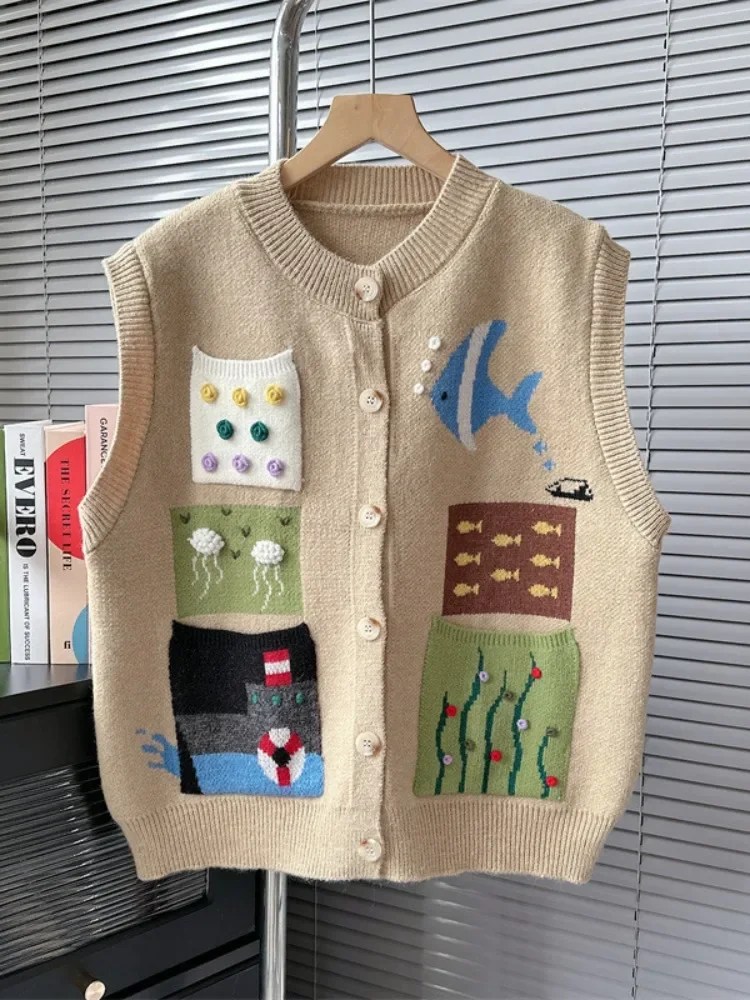 Женский трикотажный жилет с круглым вырезом без рукавов