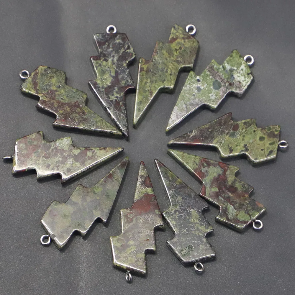 

42x20MM Natural Stone Lightning Pendants Charms for Healing Crystals Necklaces Jewelry Making 10pcs Wholesale