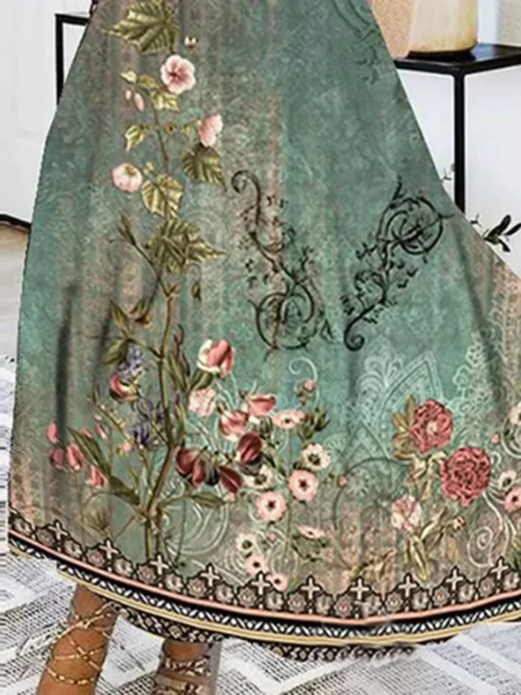 Осеннее элегантное вечернее длинное платье с цветочным принтом для женщин