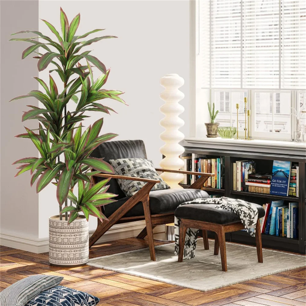 Фото Искусственное растение Dracaena для дома, высота 4 фута/5 футов, декоративное искусственное дерево в горшке с регулируемыми ветвями и листьями №1