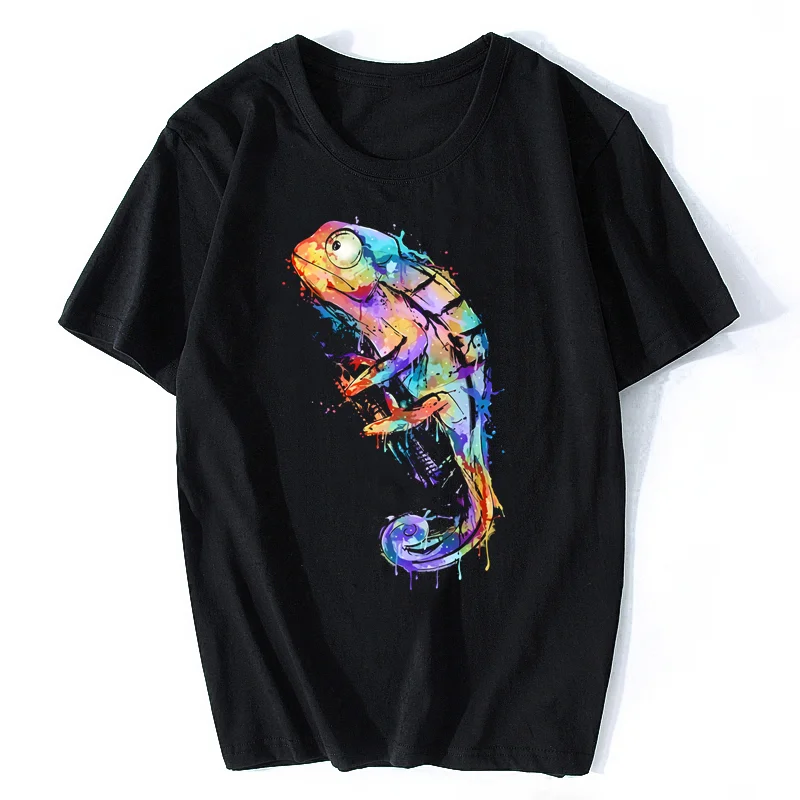 Футболка Хамелеон для мужчин новинка футболка Vaporwave летняя хлопковая отличный