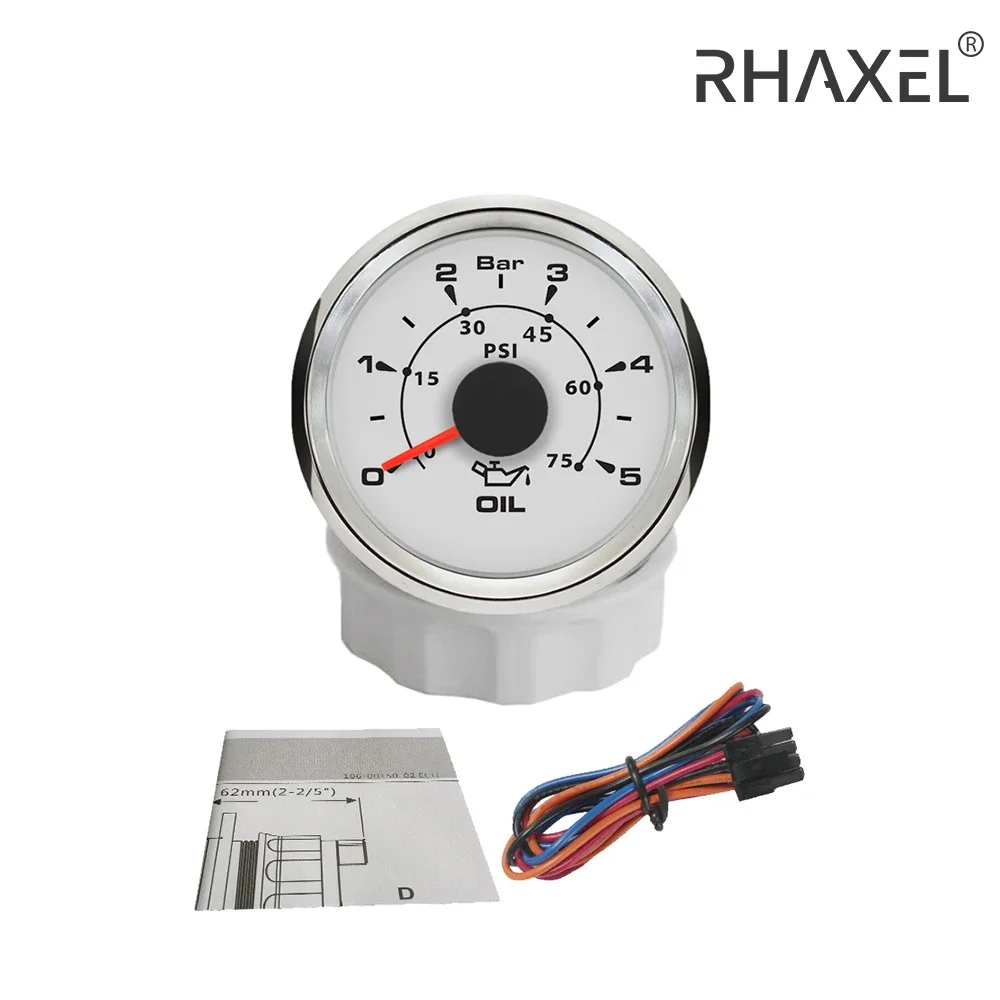 Манометр масла RHAXEL 52 мм 0-5 бар 0-75 фунтов на квадратный дюйм 0-10 0-150 для автомобиля