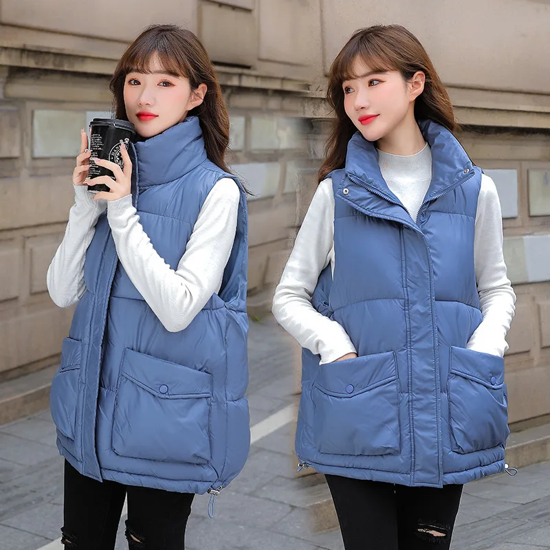 Warm Winter Vest Cotton Women Thick Sleeveless Jacket Casual White Duck Down Gilet Slim Puffer Female Feather Waistcoat 2023 New