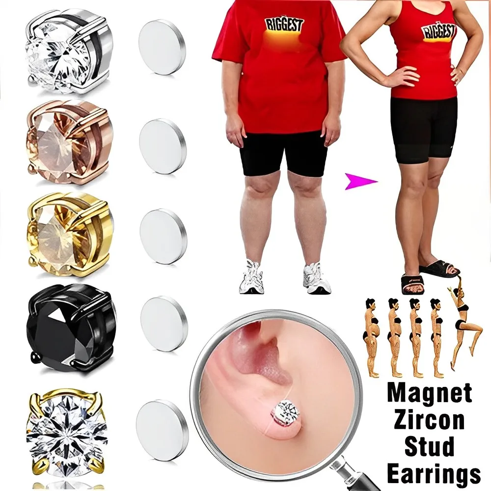 

1PC Amo'thea Lymphactive Magnet Ear Clip Magnetic Lymph Detox Earrings zircon Men And Women's Slimming Earrings