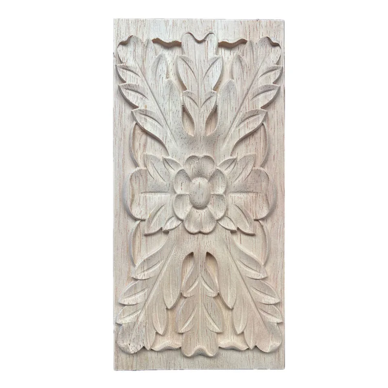 1PC 13-26cm Vintage Unpainted Wood Carved Corner Onlay Applique Frame Wall Door Furniture Decorative Figurine Wooden Miniature