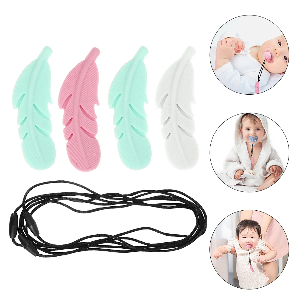 

4pcs Silicone Teethers Baby Molar Toys Teething Necklaces Teething Tools (Assorted Color)