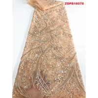 french lace cloth african ankara popular handmade sequin material silk textiles wedding fabric zdpb18078