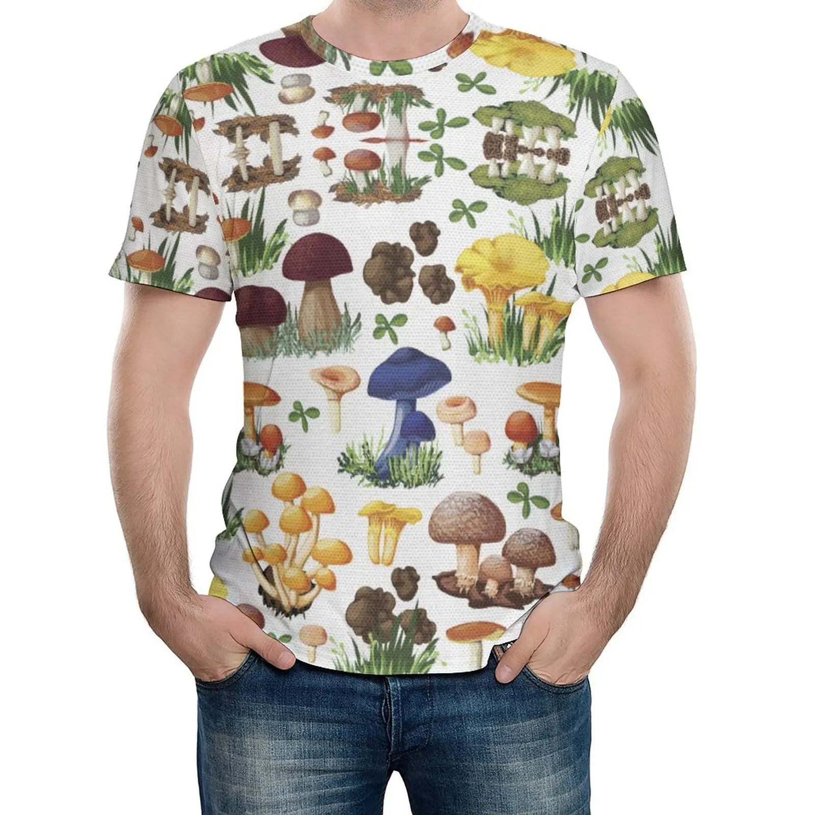 

T-shirts Pattern with Types of Mushrooms Wild Species Organic Natural Food Garden Theme Graphic Cool Activity Competition Eur