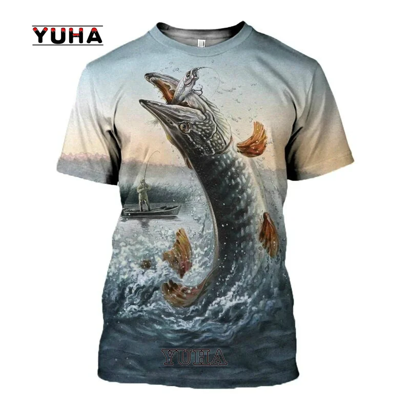 

Summer Hot Fish Pattern 3D Men's Round Neck T-shirt Harajuku Fashion Funny Men's Clothes General Oversized Essential Shortsleeve
