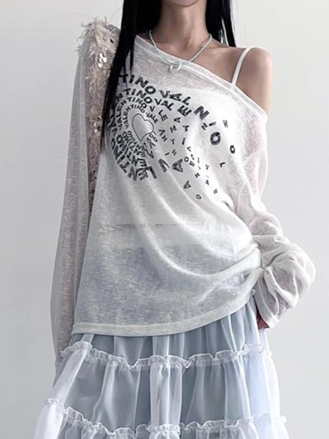 Iuae Тонкая накидка в форме сердца с длинными рукавами женский сложенный топ