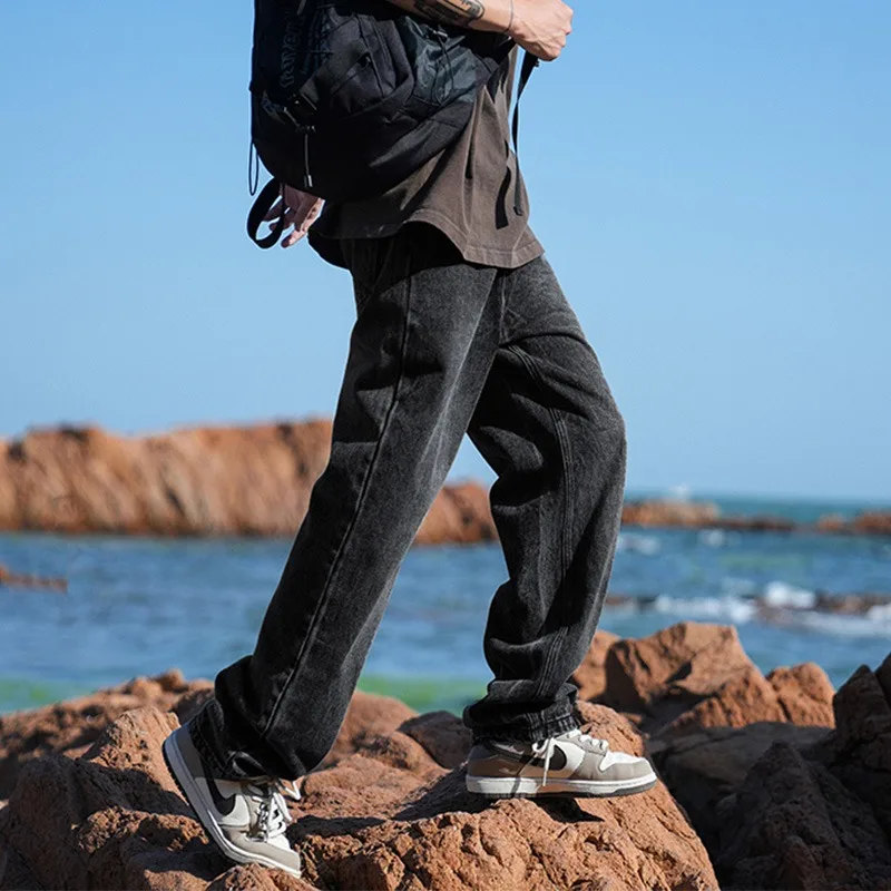 High Street потертые джинсы мужские тонкие свободные широкие брюки весна и осень