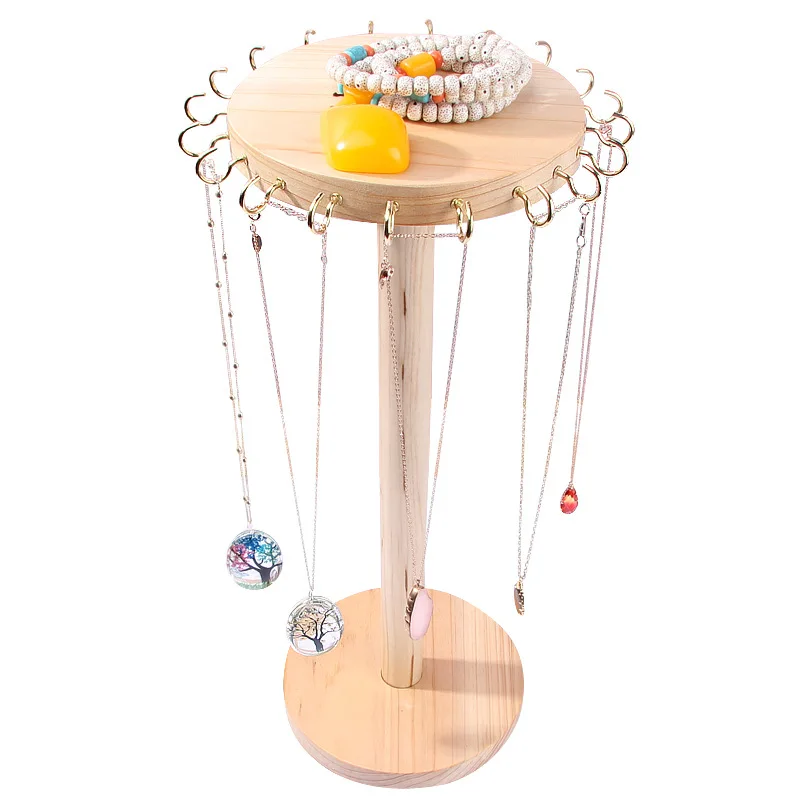 Wood Necklace Display Jewelry Display Pendant Stand Exhibition Necklace Earrings Bracelet Storage Holder Necklace Rack Showcase