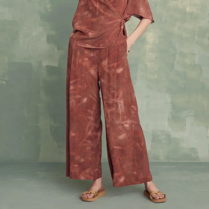 

Брюки CORT @ NA весенне-летние с принтом, эластичная талия, легкие шелковые гладкие шелковые широкие брюки, ленивый арт-стиль