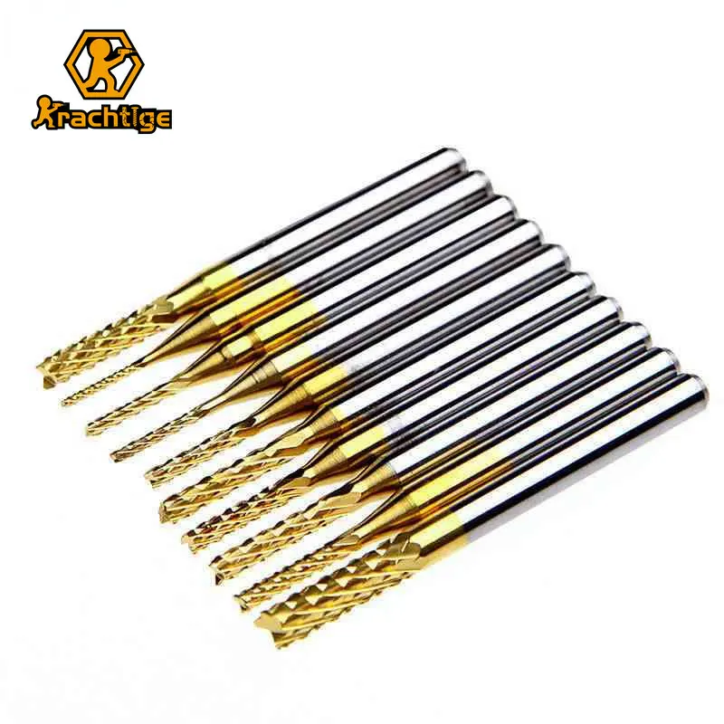 Krachtige 1/8'' 0.8-3.175mm PCB  End Milling Cutter Engraving Cutter Rotary CNC Drill Bit Set
