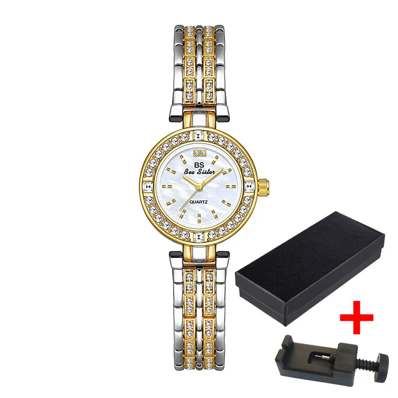 Женские кварцевые часы со стразами и циферблатом в японском стиле