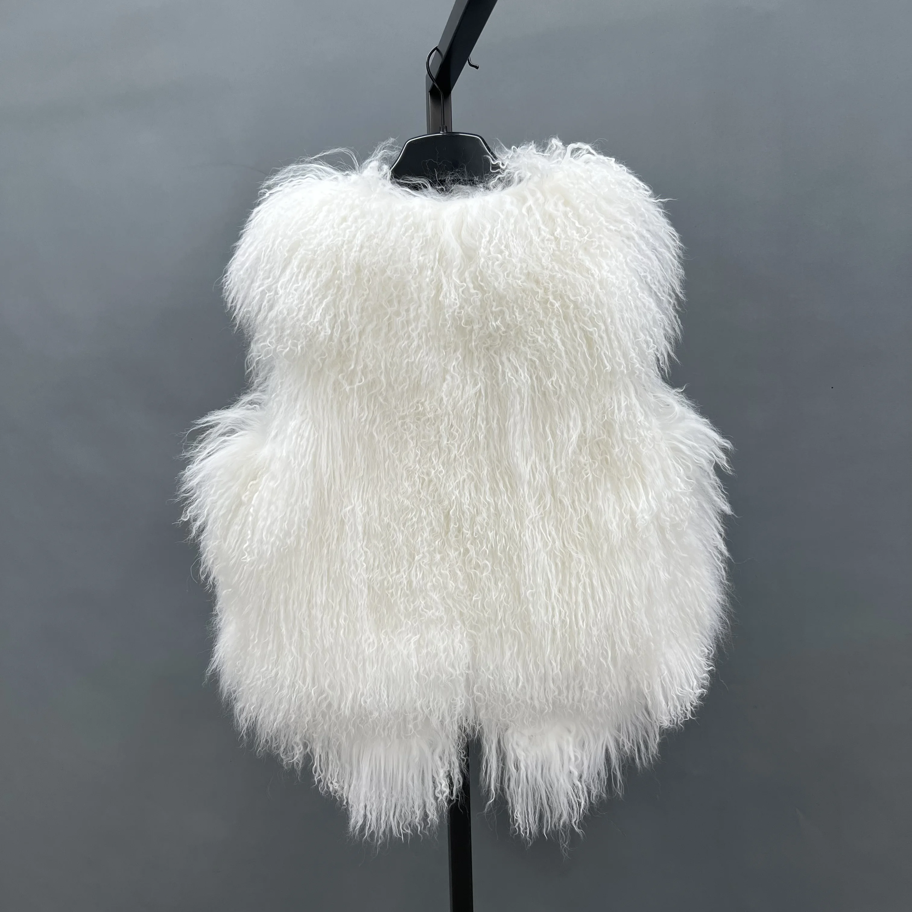 JANEFUR Монгольская овечья меховая безрукавка мода 2023 подходит для мамы и дочери без