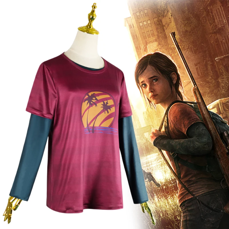 

Game The Last of Us Season Cosplay Costume Ellie Cosplay Adult Children Long-Sleeve T-shirt Halloween Party Heroine Blouse Suit