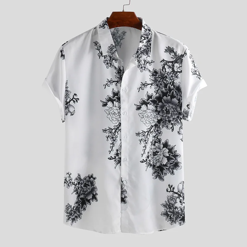 Men'S Shirts Hawaiian Shirt 3d Printing Oversized Lapel Shirt Short Sleeved Male Clothing Tops Casual Blouse Outdoor Streetwears