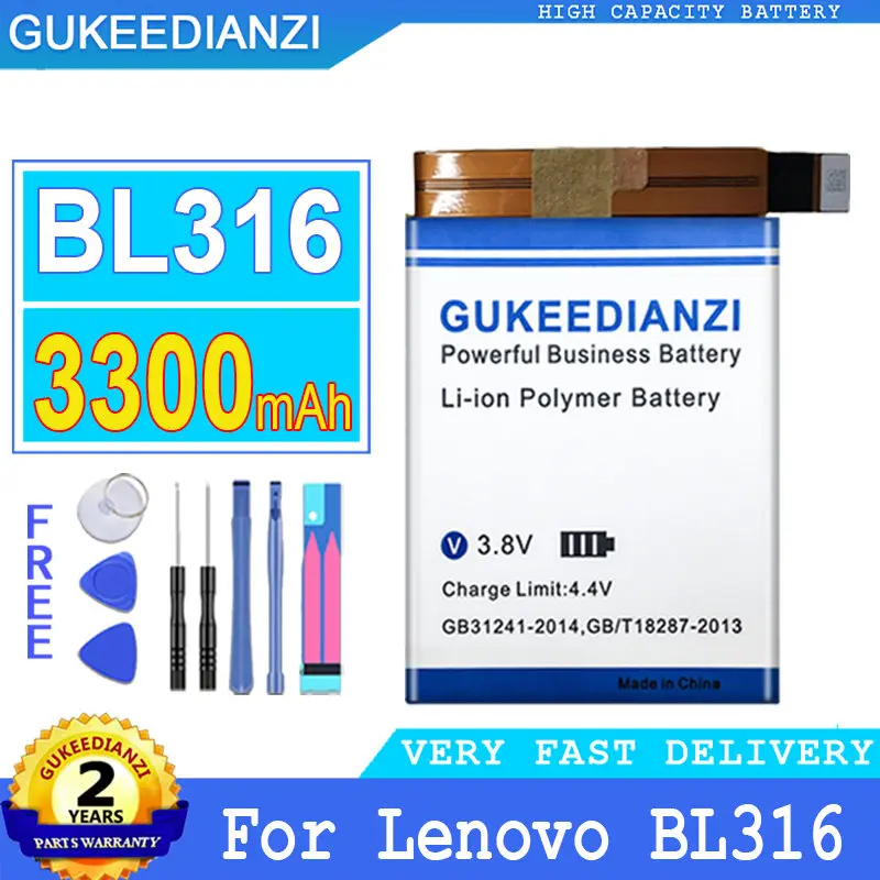 

Bateria BL316 BL318 3300mAh High Capacity Replacement Battery For Lenovo Saver 2PRO 2 PRO L70081 BL 316 BL 318 Phone Battery