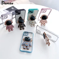 transparent astronaut stand phone case for iphone 13 11 pro max 12 mini x xs xr 6 6s 7 8 plus se 2020 lens protection soft cover