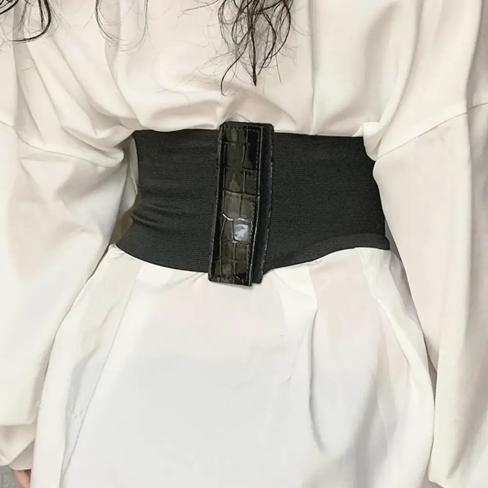 

Stylish Pure Color Wide Waist Cincher Body Shaper Belt Black Waist Tied