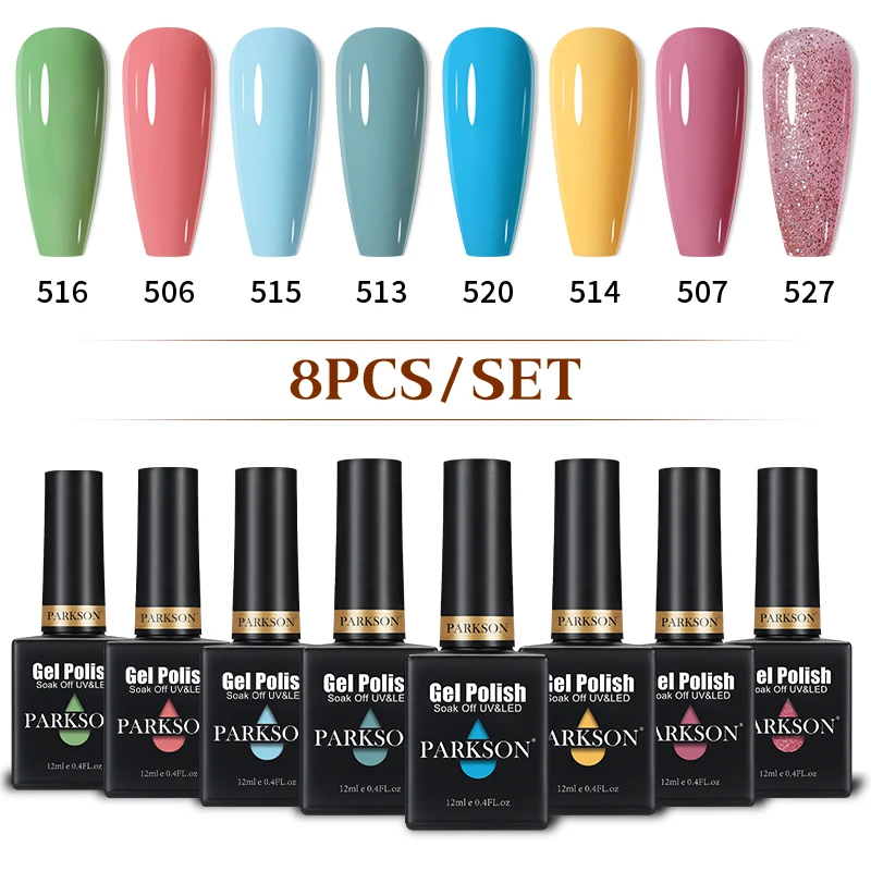 

Parkson Gel Polish Set 8PCS/Set Semi Permanent Varnish UV Led Need Dry Non Toxic Nail Art Soak Off Hybrid Mass Beauty Manicure