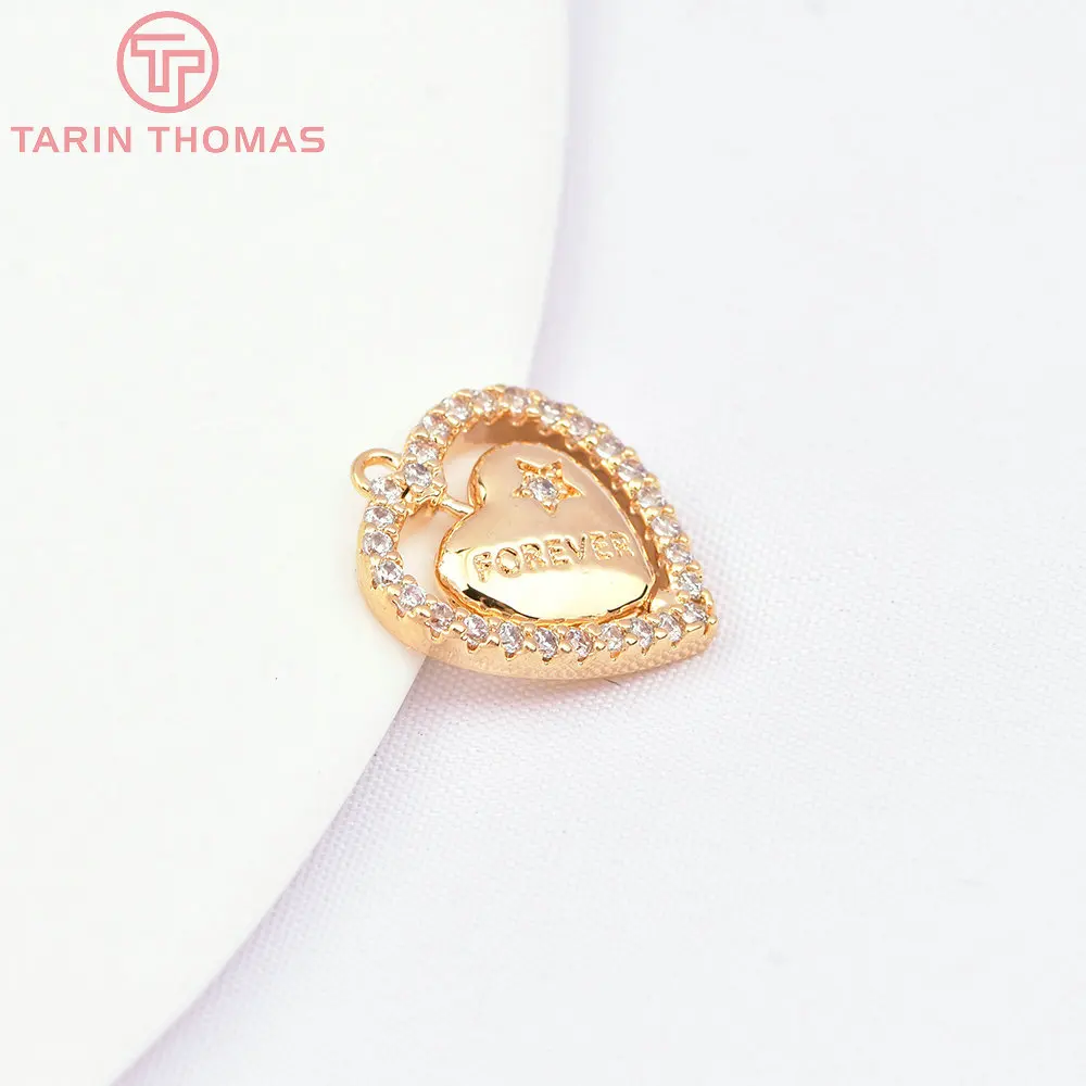 Латунная фурнитура с цирконом цвет золото 24 К 11 х12 мм 2 шт.