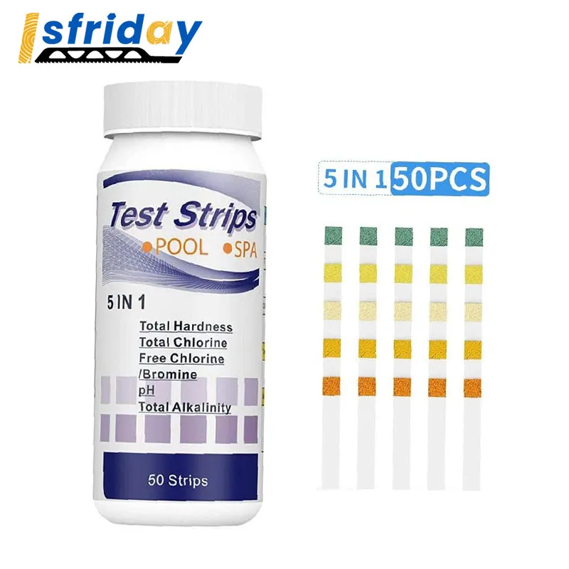 

Тест-полоски 5 в 1 для определения PH воды в бассейне, аквариуме, пруду, 50 шт.