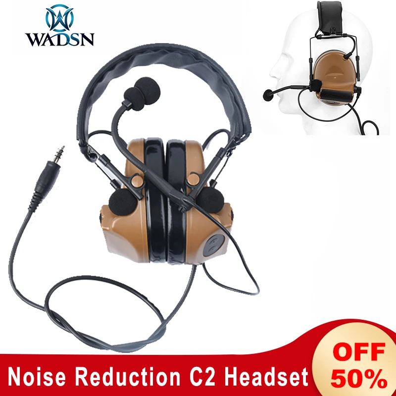 Wadsn Tactical Military C2 Headset Comta II Noise Reduction Headphones Softair Outdoor Airsoft Shooting Hunting Hearing Protect