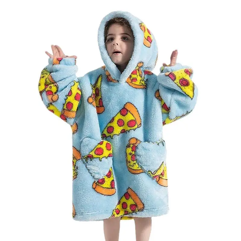 

Kids Hoodie Blanket Wearable Blanket Hoodie For Kids Plush Portable Warm Travel Oversized Blanket Hoodie With Pockets And